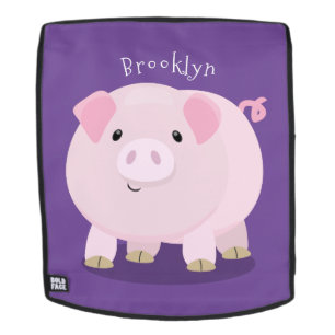 Süße rosa Hängebauchschwein-Cartoon-Illustration Rucksack