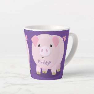 Süße rosa Hängebauchschwein Comic-Illustration Milchtasse