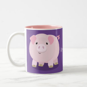 Süße rosa Hängebauchschwein Comic-Illustration Zweifarbige Tasse