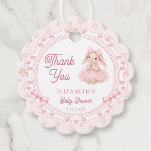 Süße rosa Häschen-Baby-Shower-Dankeschön Geschenkanhänger