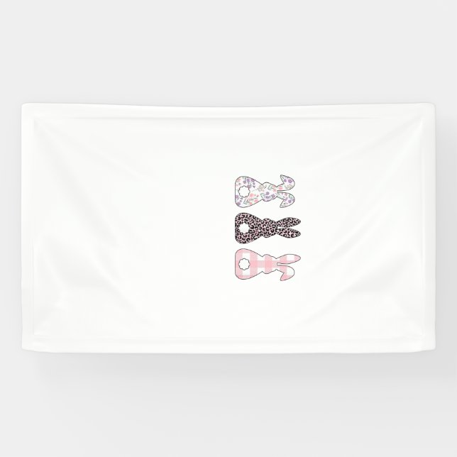 Süße rosa Hasen Fröhlicher Osterhase Frauen Mädche Banner (Horizontal)
