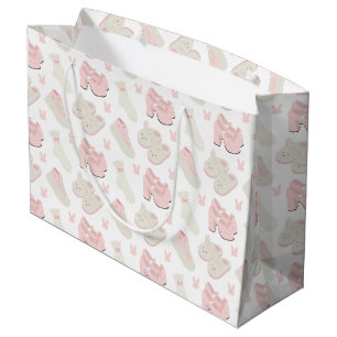 Süße rosa Hasenschuh-Muster Große Geschenktüte