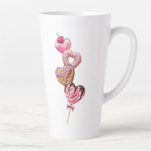 Süße rosa Herz-Donuts-Latte-Mug Milchtasse