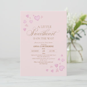 Süße rosa Herzen Baby Shower Einladung