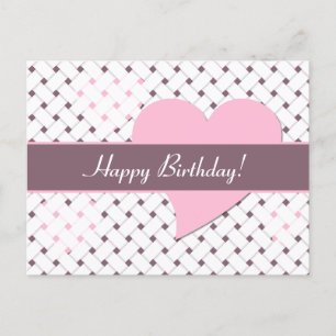 Süße rosa Herzen, lila und weiße Gewebe-Birthday Postkarte