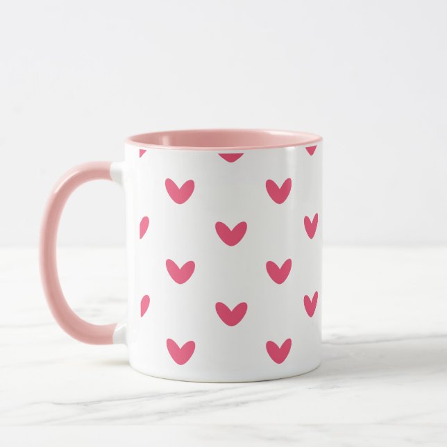 Süße rosa Herzen Muster moderne Kaffeetasse (Links)