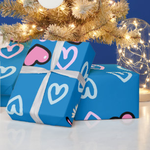 Süße rosa Herzen und Gänseblümchen-Geschenkverpack Geschenkpapier