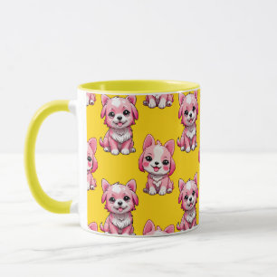 Süße rosa Hunde - Gelb Tasse