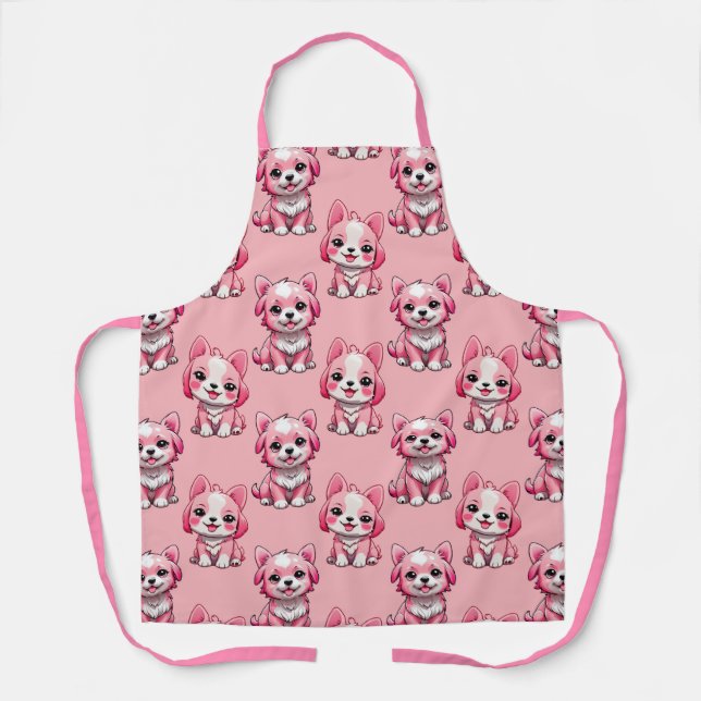 Süße rosa Hunde Schürze (Vorderseite)