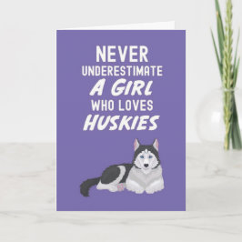 Süße rosa Husky-Karten für Baby-Mädchen Kinder Hun Karte