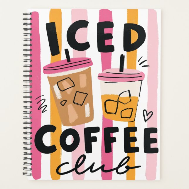 Süße rosa Kaffeetassen Sommer-Kaffee-Design Planer (Vorderseite)