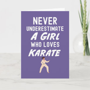 Süße rosa Karate-Karten für Babymädchen Sportlerin Karte