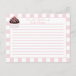 Süße rosa karierte Cupcakes Rezeptkarten Postkarte