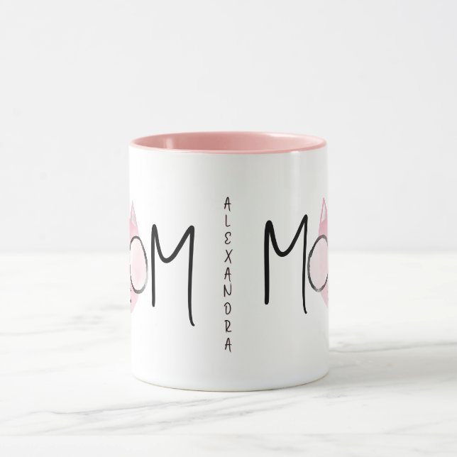Süße rosa Katze Mutter Muttertag Personalisiert  Tasse (Zentrum)