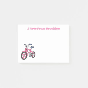 Süße rosa Kinderfahrrad Cartoon-Illustration Post-it Klebezettel