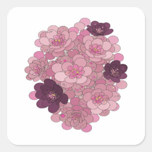 Süße rosa KIRSCHBLÜTEN Sticker-Motiv Quadratischer Aufkleber