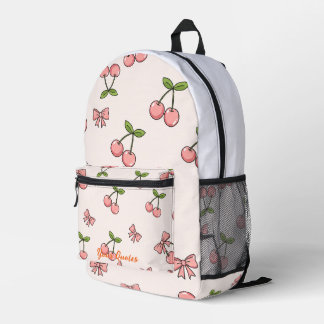 Süße rosa Kirschen & Schleifen Nahtloses Muster Bedruckter Rucksack