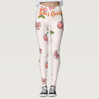 Süße rosa Kirschen & Schleifen Nahtloses Muster Leggings