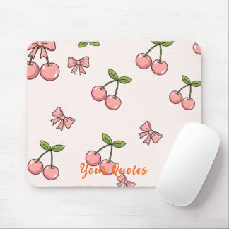 Süße rosa Kirschen & Schleifen Nahtloses Muster Mousepad