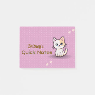 Süße rosa Kitty-Katze personalisierter Name Post-it Klebezettel