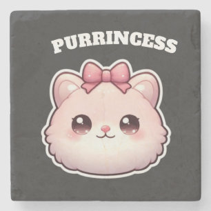 Süße Rosa-Kitty-Schleifendesign Prinzessin Steinuntersetzer