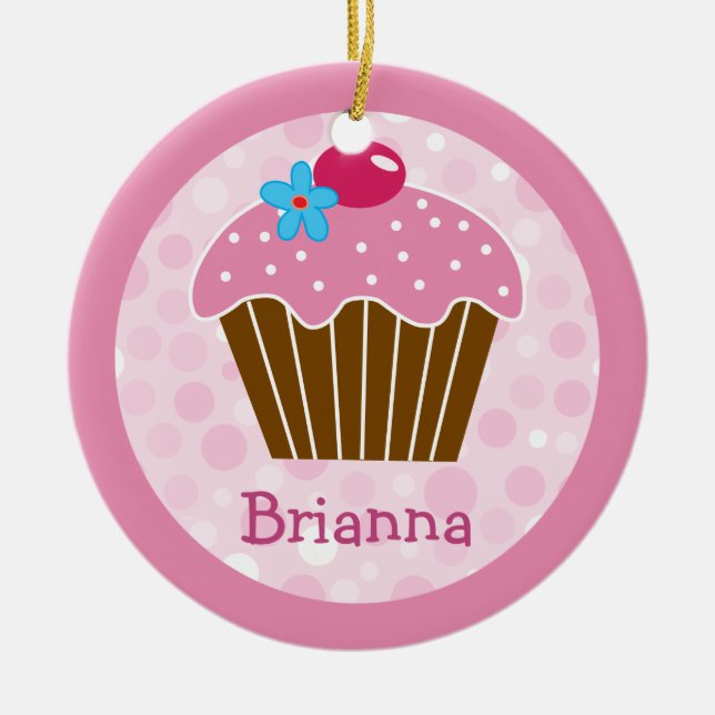 Süße rosa Kuchen-Verzierung Keramik Ornament (Vorne)