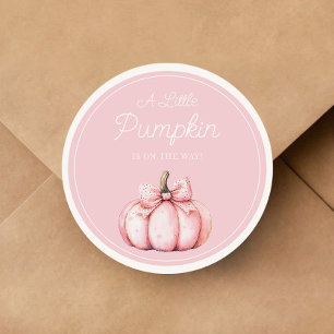 Süße rosa Kürbis-Mädchen-Baby-Party Runder Aufkleber