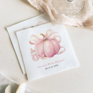 Süße rosa Kürbis-Schleife Mädchen Baby Shower Serv Serviette