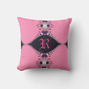 Süße rosa Lacy-Kissen mit Monogramm Kissen
