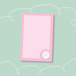 Süße rosa Mädchen-Baseball-Notizen Post-it Klebezettel