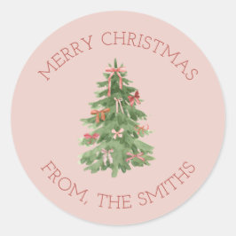 Süße rosa Mädchen-Weihnachtsbaum-Geschenk-Aufklebe Runder Aufkleber