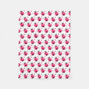Süße rosa Marienkäfer und Blumen Fleecedecke
