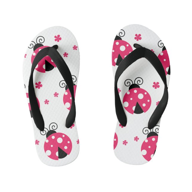 Süße rosa Marienkäfer und Blumen Kinderbadesandalen (Fußbett)