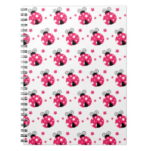 Süße rosa Marienkäfer und Blumen Notizblock