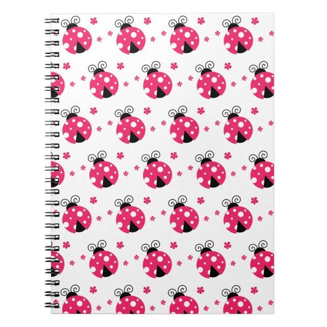 Süße rosa Marienkäfer und Blumen Notizblock (Vorderseite)