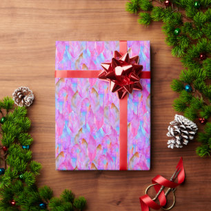 Süße rosa nahtlose Federmuster Geschenkpapier
