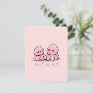 süße rosa Oktopusmutter Dankeskarte