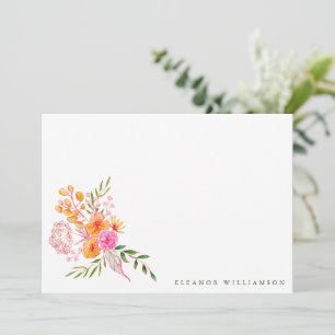 Süße rosa-orange florale Aquarell-Brautparty Dankeskarte