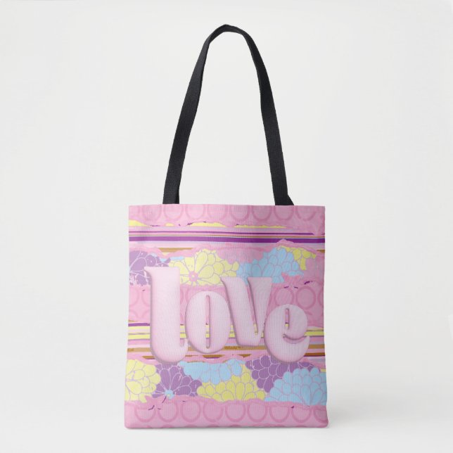 Süße rosa Pastell-Liebe Canvas-Tasche Tasche (Vorderseite)