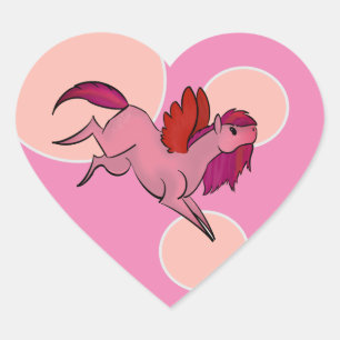 Süße rosa Pegasus-Herzförmige Aufkleber