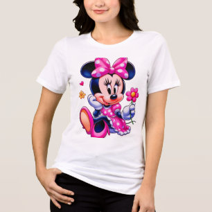Süße rosa punktierte Cartoon-Maus – Damen T-Shirt Tri-Blend Shirt