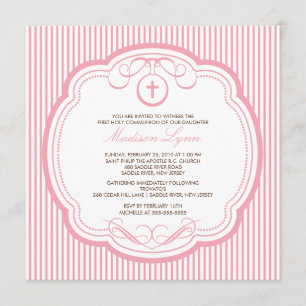Süße rosa Quermädchen-Kommunions-Einladung Einladung