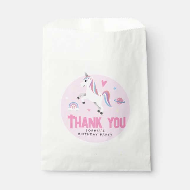 Süße rosa Regenbogen-Einhorn Mädchen  Geschenktütchen (Vorderseite)