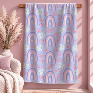 Süße rosa Regenbogen-Herzen Romantische Geschenk-D Fleecedecke