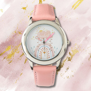 Süße Rosa Regenbogen Kinder Armbanduhr