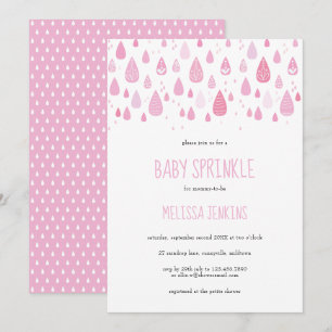 Süße rosa Regentropfen Baby Sprinkle / Dusche Einladung