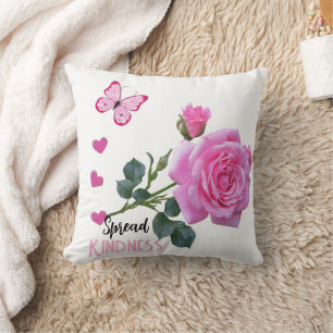 Süße Rosa Rosen Schmetterling Herzen Wurf Kissen A
