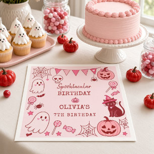 Süße rosa rote Halloween-Geister personalisiert Serviette