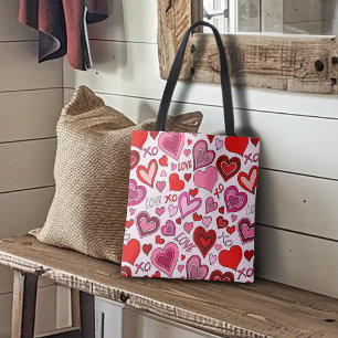 Süße rosa rote Herzen Errötungsliebesmuster Tasche