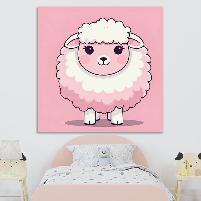 Süße rosa Schaf-Nursery-Wandkunst-Druckposter Poster (Von Creator hochgeladen)